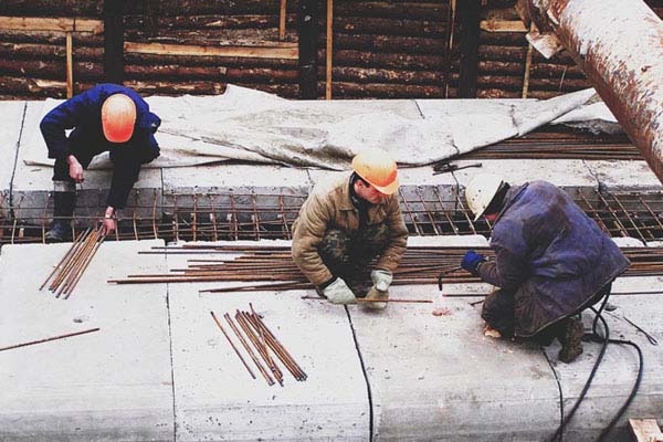 men working on construction site